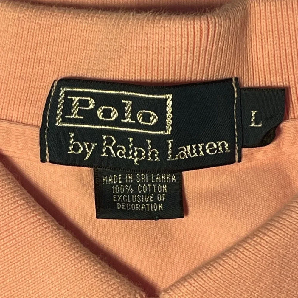 Polo Ralph Lauren Mens Pink Short Sleeve Pique Polo Shirt Size Large Navy Pony